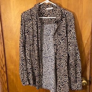 Leopard button down blouse worn once !
